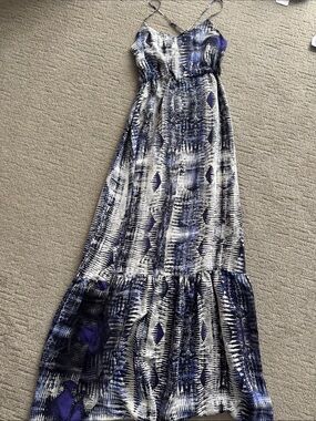 Parker Blue and White Printed Maxi Dress
